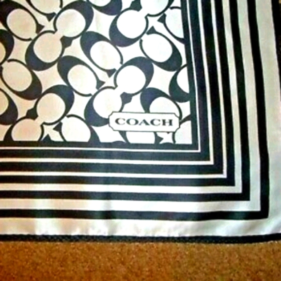 Coach Signature Monogram Black/White Silk Scarf